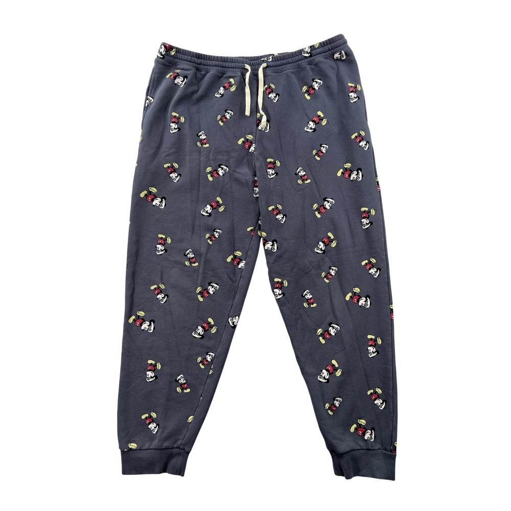 Disney Cruise Line Sweatpants Men L Gray Captain Mickey Mouse AOP Joggers Lounge